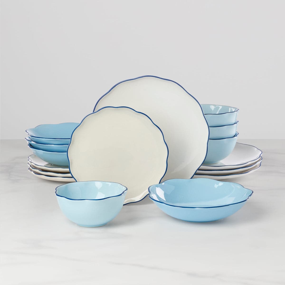 Lenox Garden Party Blue scalloped dinnerware set
